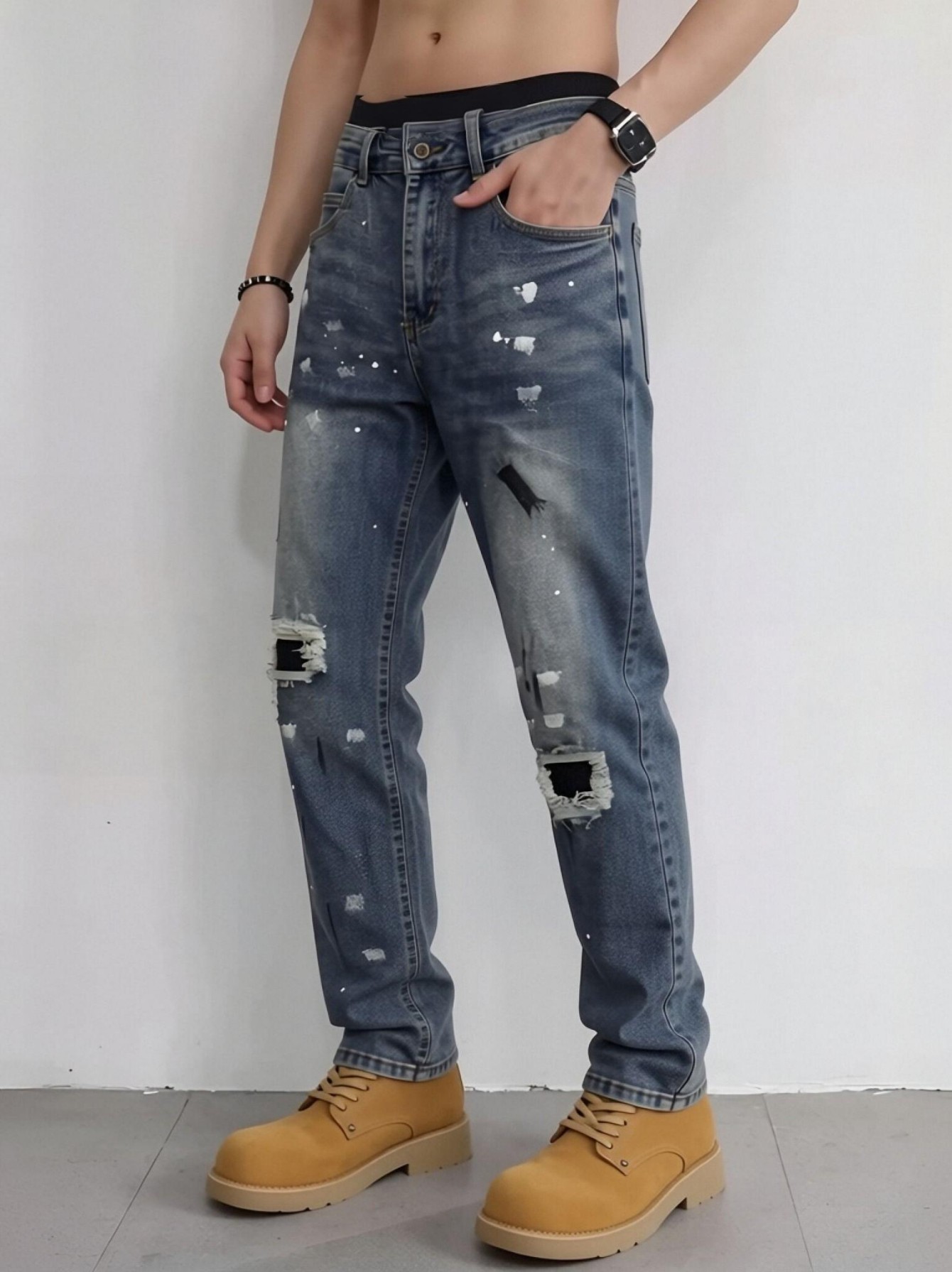 Streetwear Brand Tags - 【HME】Men's jeans | Ripped Distressed Denim